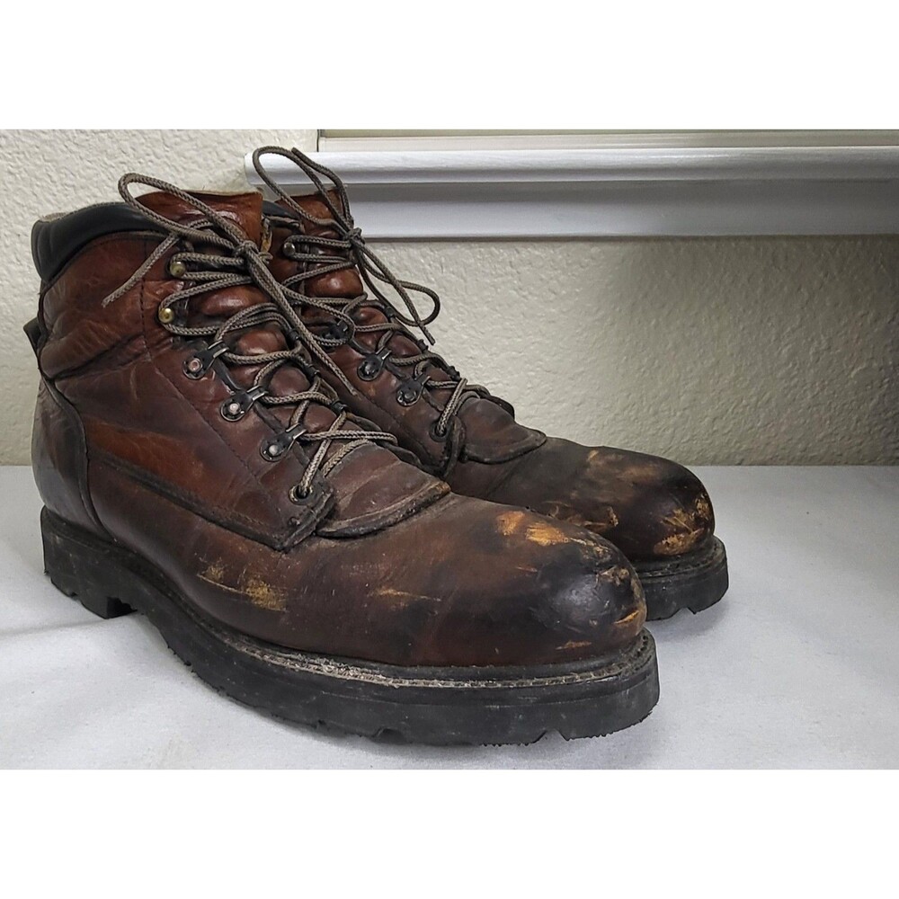 VTG Red Wing Leather Work Boots Mens Sz 10/10.5 Steel Toe Shock Resistant USA